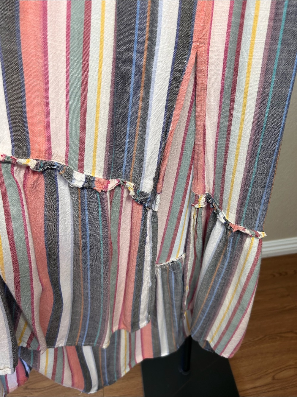 Angie Striped Smocked Maxi Dress, multicolored, bohemian, relaxed style, size L - Picture 7 of 9